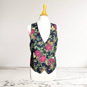Carol Antone Collection Red and green Poinsettia Holiday Vest size M